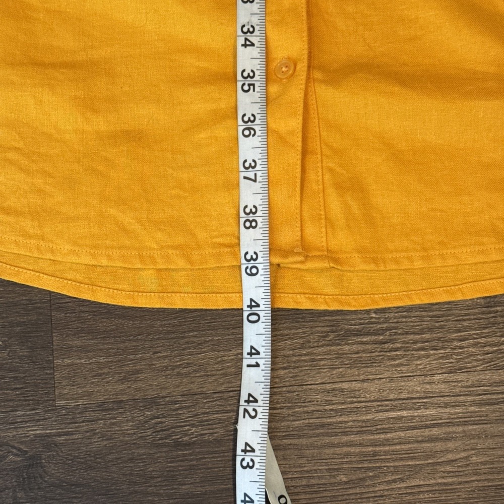 Ophelia Roe Button Up Shirt Dress Womens Size XL Linen Yellow Casual Flowy NWT - Picture 8 of 9
